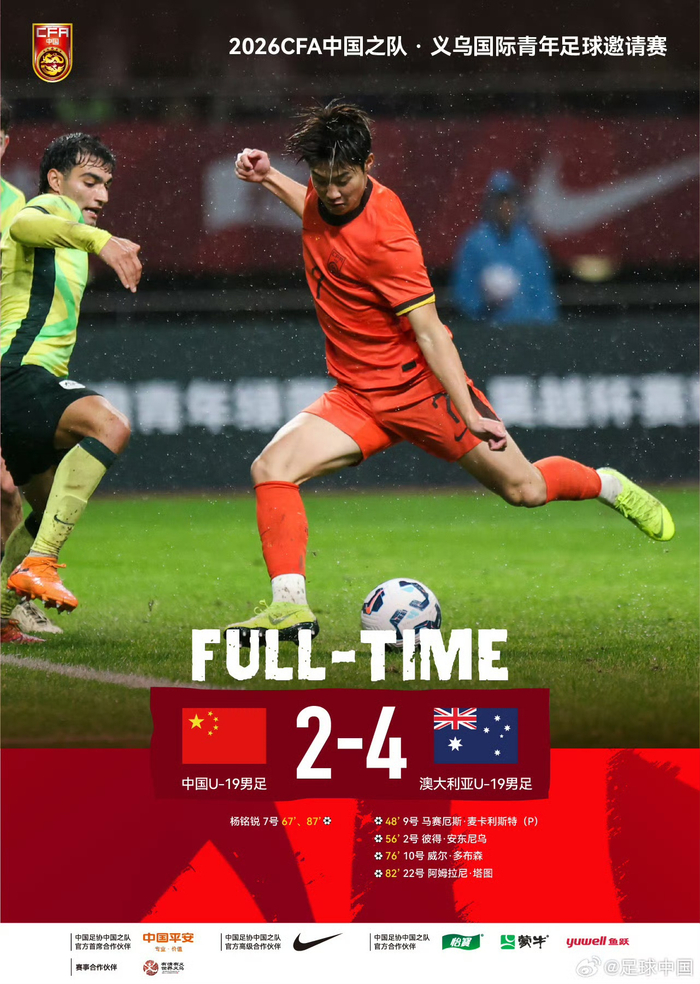 开云体育APP下载-U19国足2:4不敌澳大利亚U19队|中国队|杨铭锐|久尔杰维奇|中国男足|比赛_新浪体育_新浪新闻